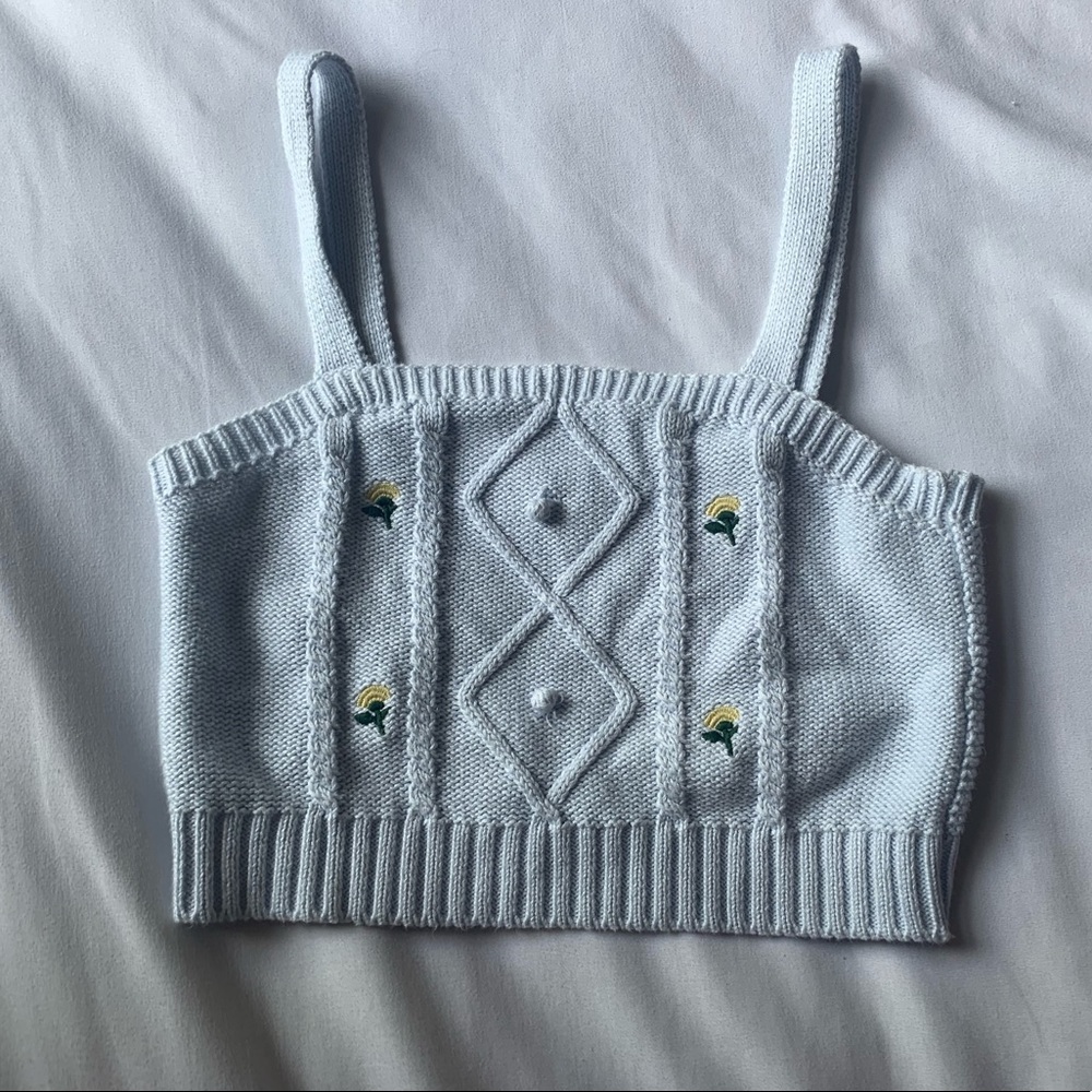 blue summer crochet crop top